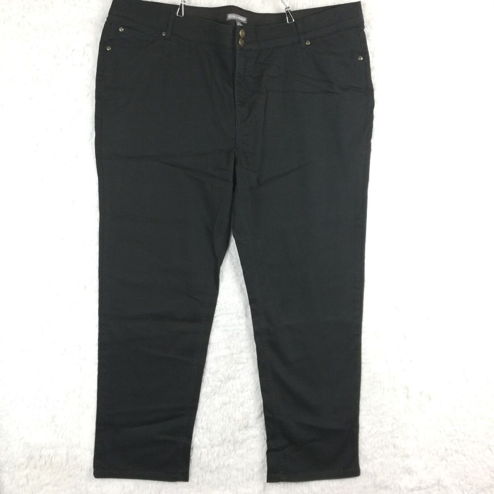 Jessica London Womens Jeans Straight Leg Denim Blackish Blue Flex Waist Plus 26W